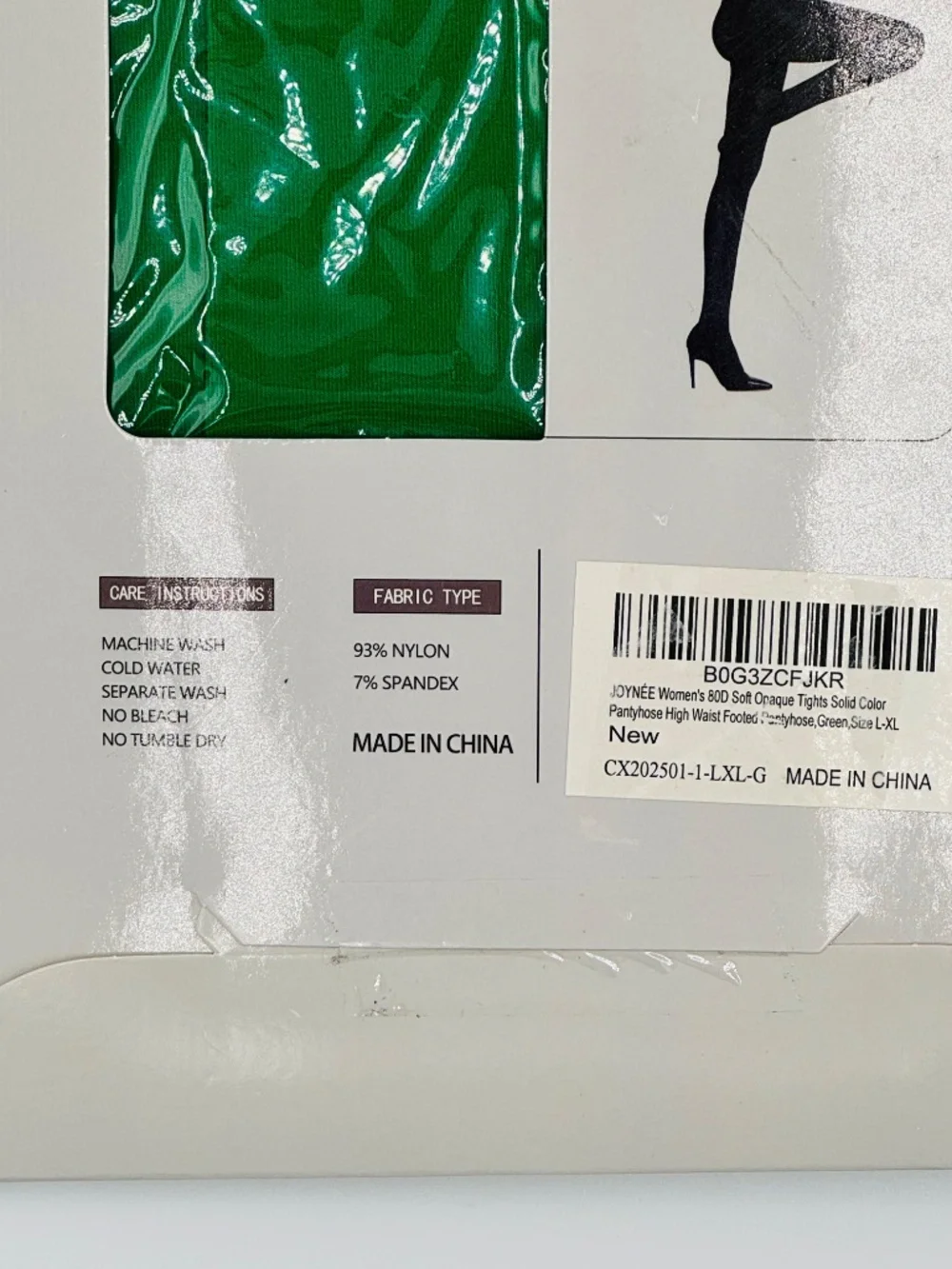 Joynee 80 Denier Tights Womens L/XL Green Opaque High Waist Pantyhose New